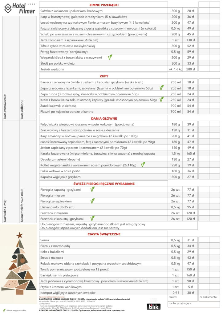 Świąteczne dania cateringowe