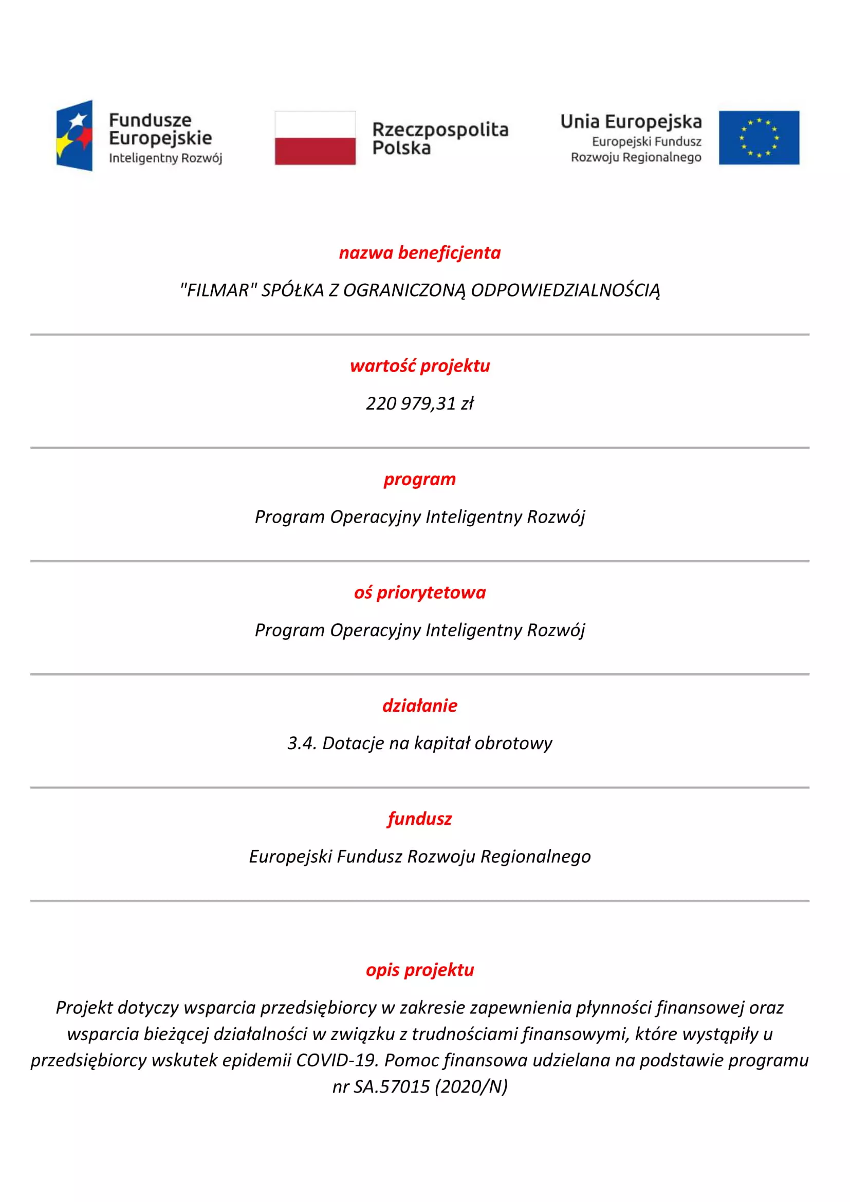 Projekt wsparcia