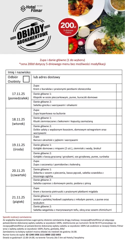 Obiady abonamentowe - 17-21.11.25