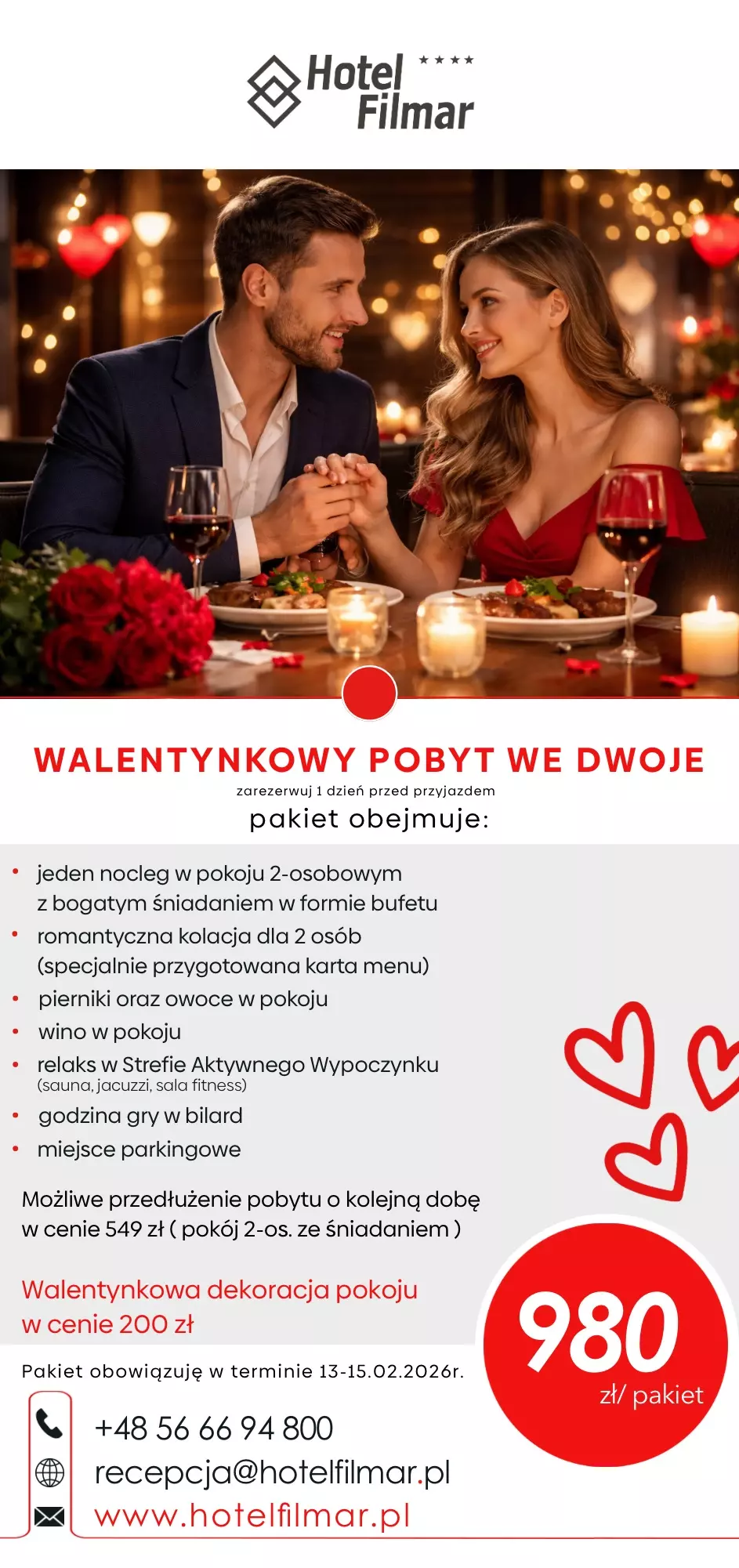 Walentynki pobyt w Hotelu Filmar