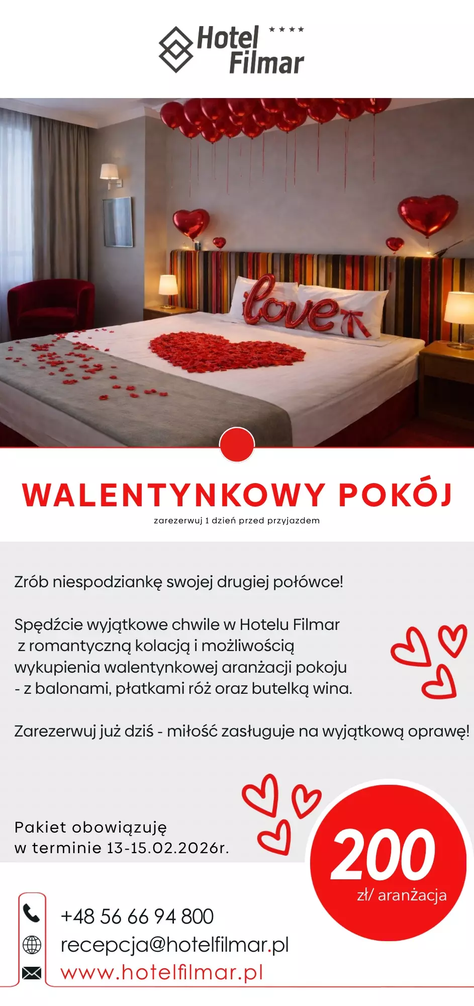 Okładka oferty walentynkowej - Hotel Filmar