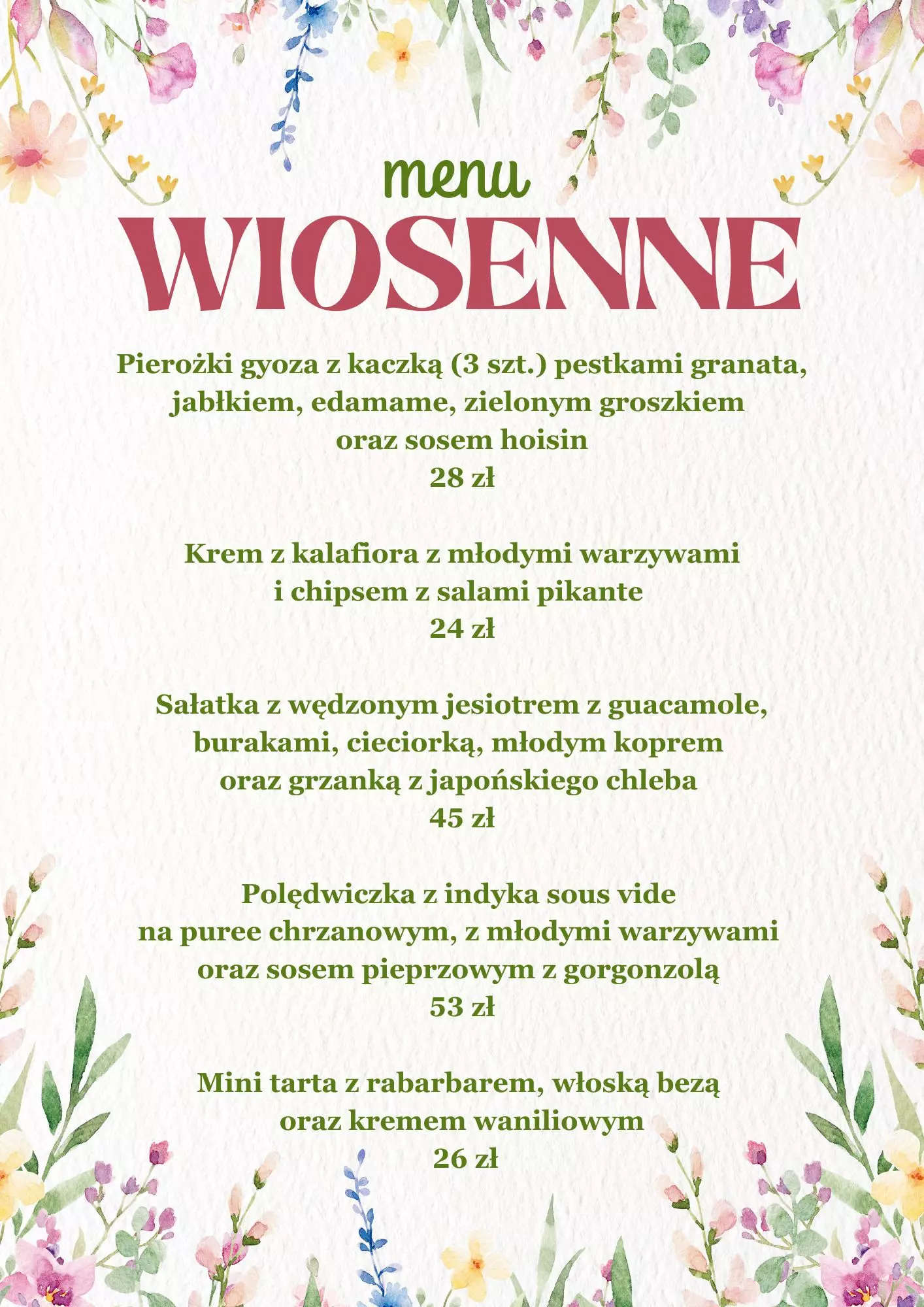 Menu Wiosenne