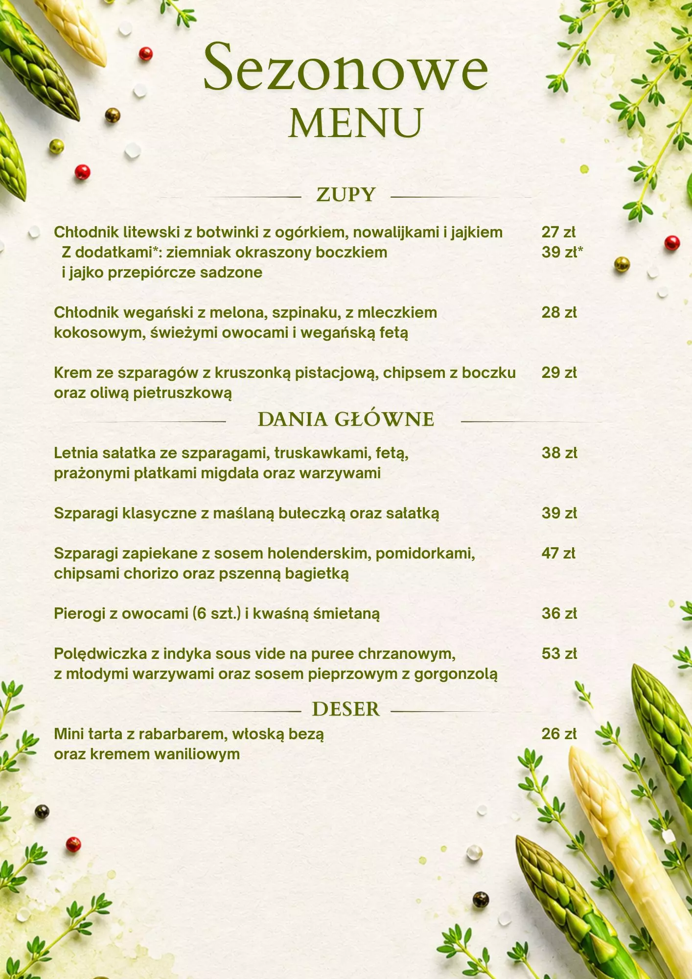 Menu sezonowe 2026
