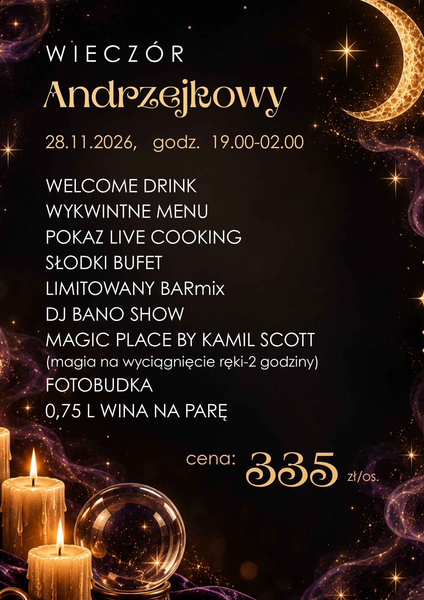 Wieczór Andrzejkowy - 28/11/2026 w Hotelu Filmar - atrakcje
